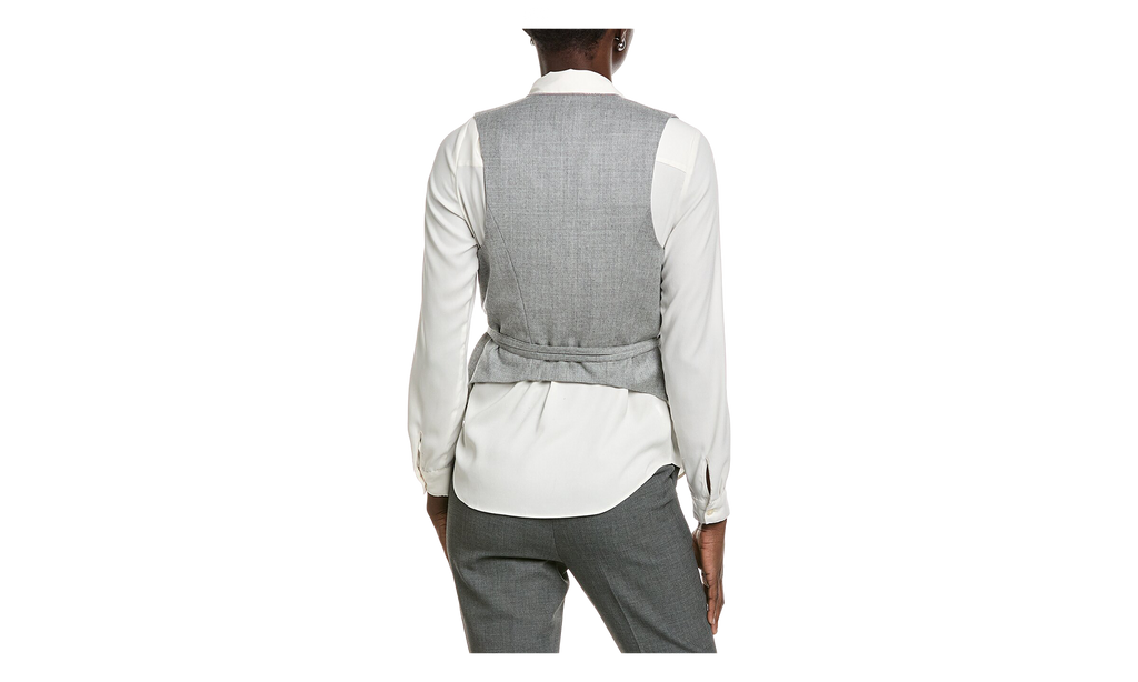 BRUNELLO CUCINELLI Tailored Vest With Tie WMNS "Light Gray" BRUN1544