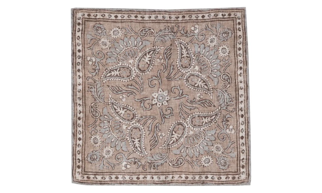 BRUNELLO CUCINELLI POCKETSQUARE "ROPE/GRAY/OFF WHITE/CIGAR" MR8690091_CYZ45