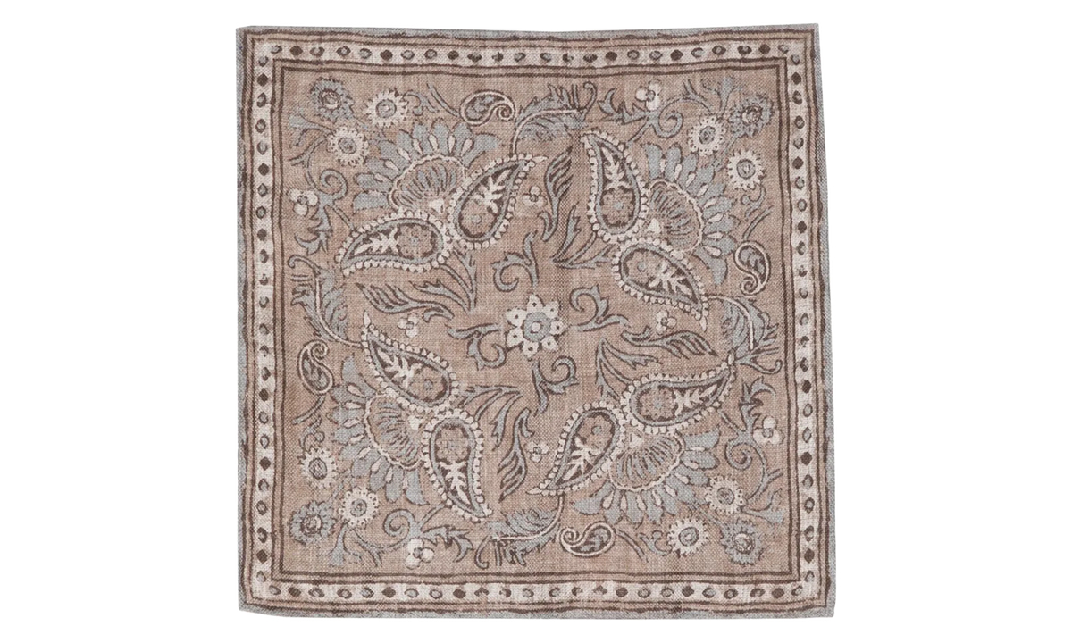 BRUNELLO CUCINELLI POCKETSQUARE "ROPE/GRAY/OFF WHITE/CIGAR" MR8690091_CYZ45