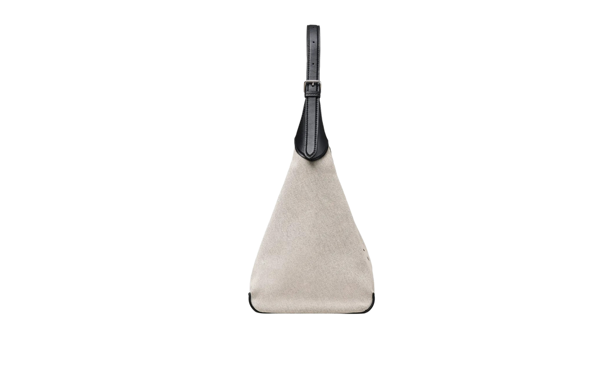 Marc Jacobs Canvas Leather Belted Sack Bag "Ivory / Black" 2S6HSH003H02 117