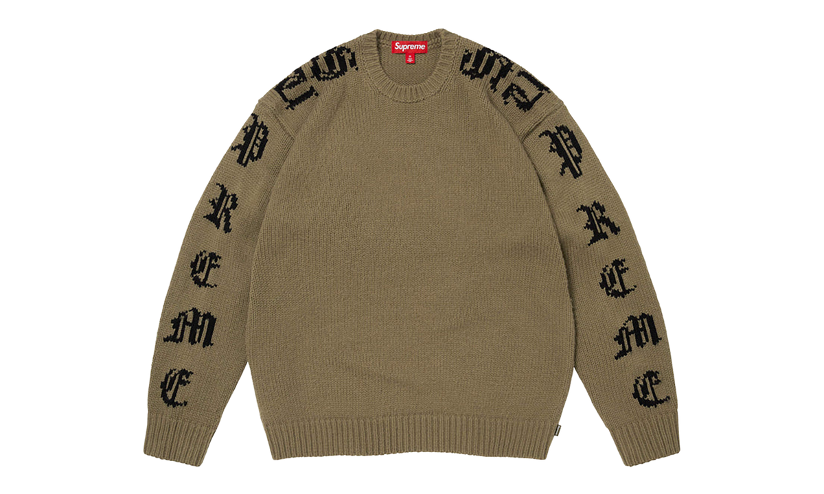 Supreme Old English Sleeves Sweater "SS26 - Olive" SU27137