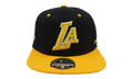 Mitchell & Ness NBA Hardwood Classics Yellow Toe Fitted Cap "Los Angeles Lakers - Black / Yellow" 6HSFSH21501 LALBKYW