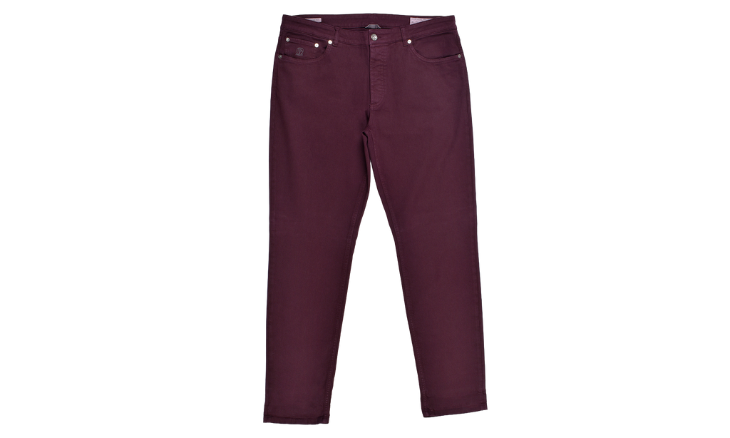 BRUNELLO CUCINELLI Denim FivePocket Trousers "Burgundy" BRUN107