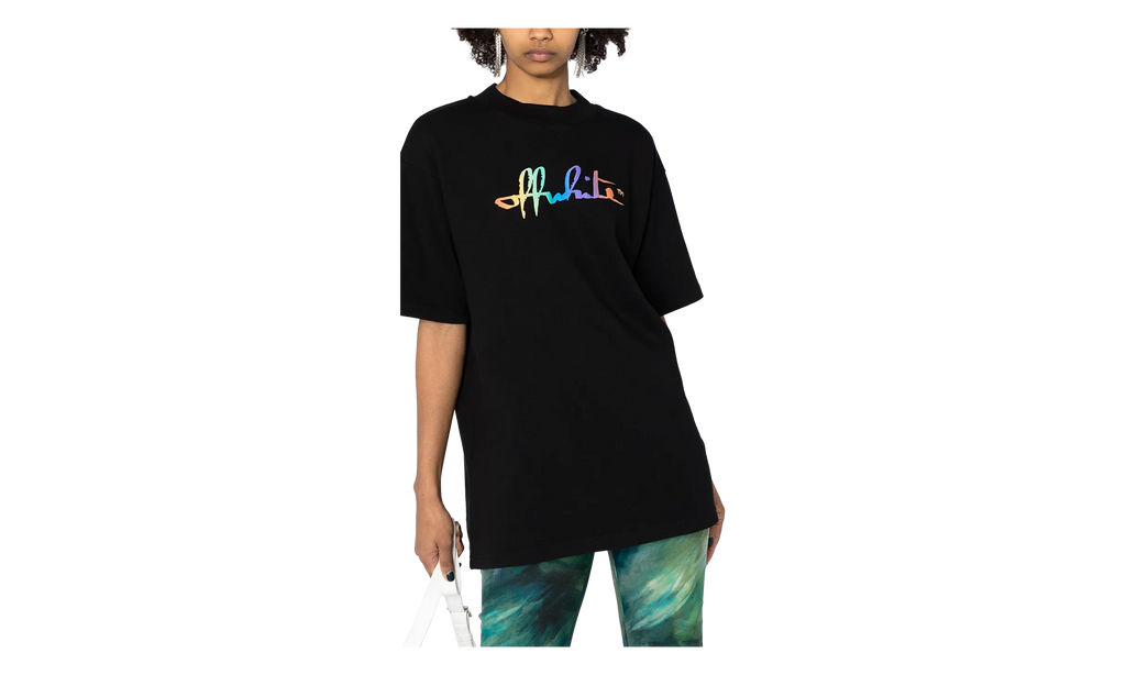 Off-White Rainbow Tomboy T-Shirt WMNS "Black / Multi" OWAA072R21JER0011084