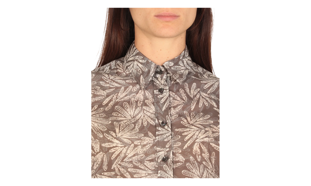 BRUNELLO CUCINELLI Patterned Button-Up Shirt WMNS "Chocolate Beige" BRUN382