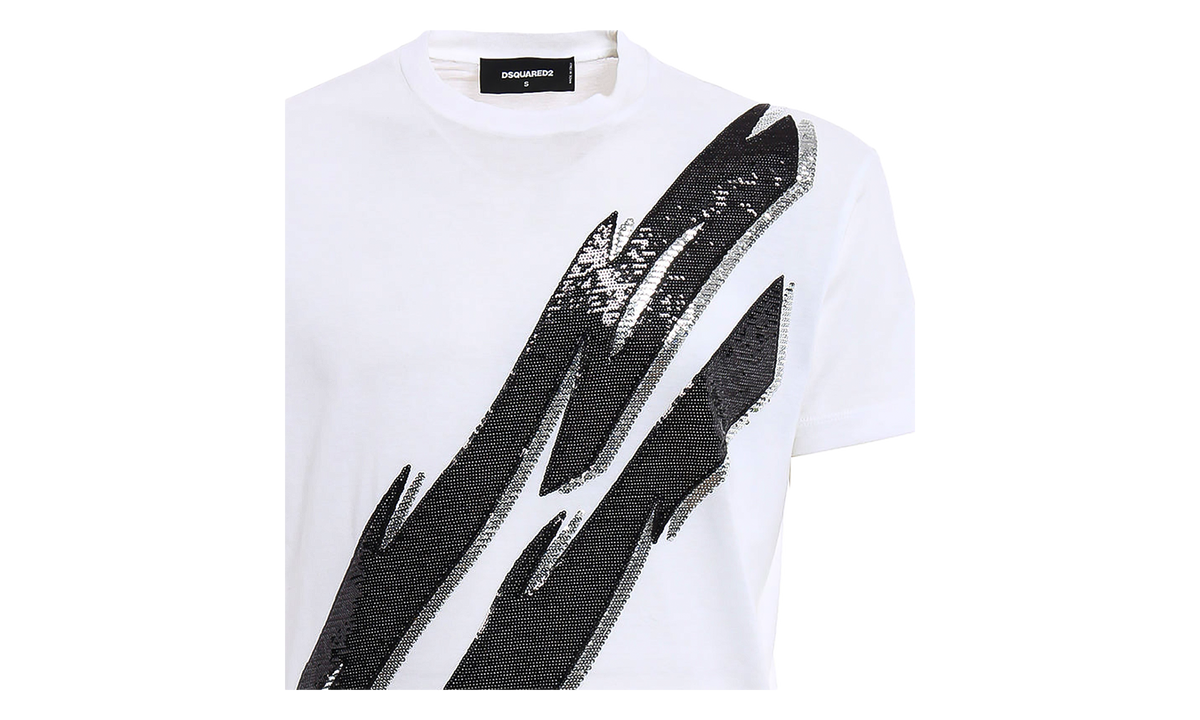Dsquared2 Sequined Embroidered T-Shirt "White" S74GD0230-S22427-100