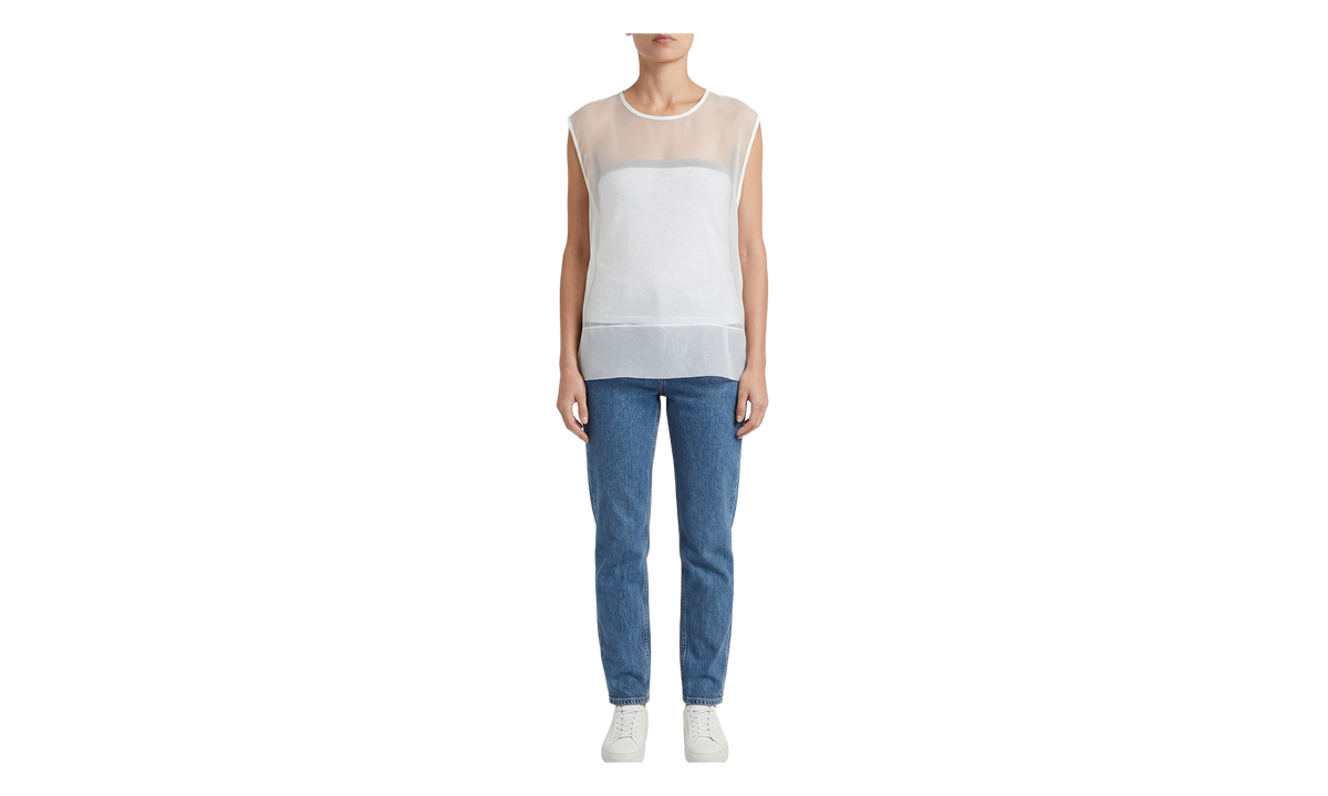 BRUNELLO CUCINELLI Sheer Overlay Sleeveless Top WMNS "Natural" BRUN1432