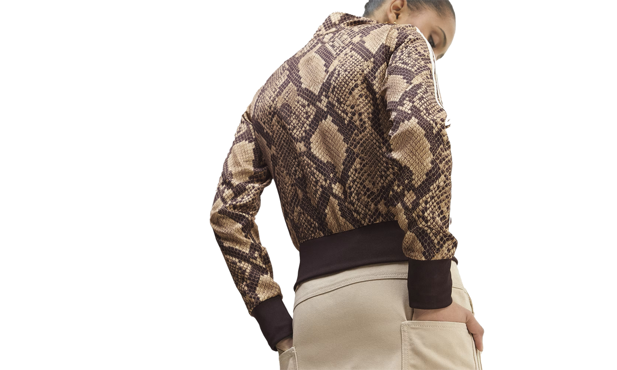 Adidas WMNS Satin Snake Print Firebird Track Jacket "Linen Magic Beige" KX1885