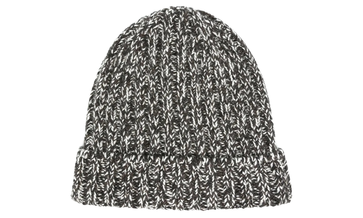 BRUNELLO CUCINELLI Two-Tone Cashmere Knit Beanie "Charcoal and White" BRUN070