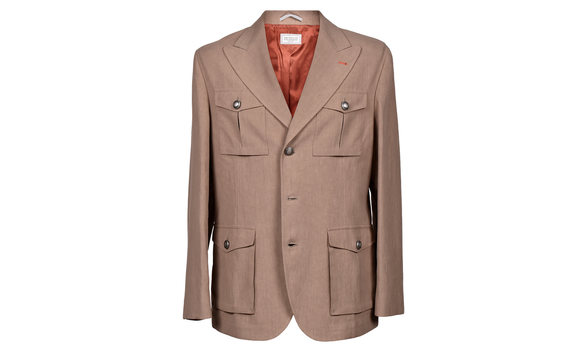 BRUNELLO CUCINELLI Linen Safari Jacket "Tobacco" BRUN571
