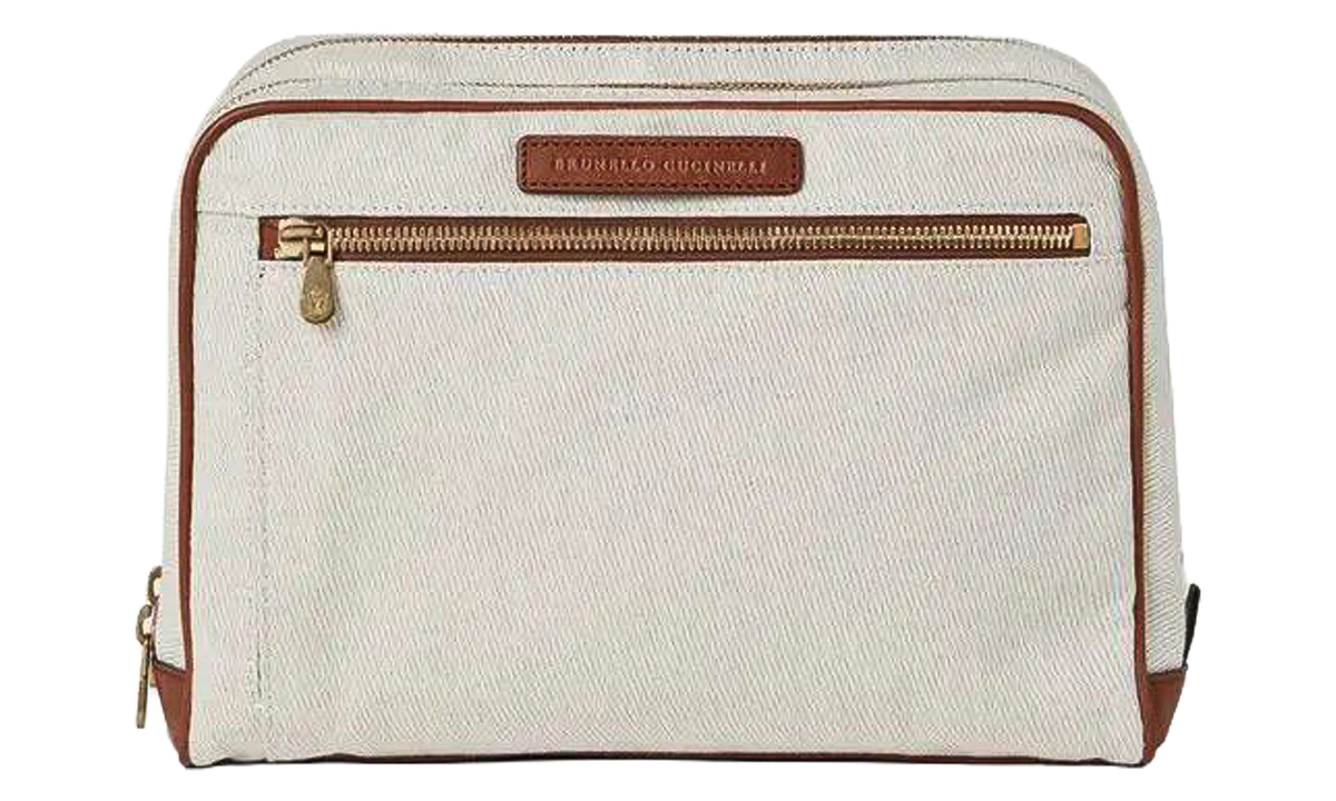 Brunello Cucinelli Linen Canvas Toiletry Bag "Cream" BRUN893