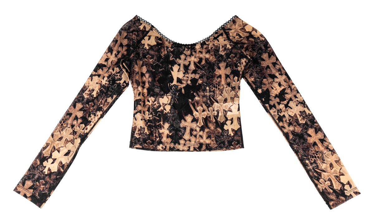 Chrome Hearts Mesh Longsleeve Top WMNS "Cross Print" CHRM1486