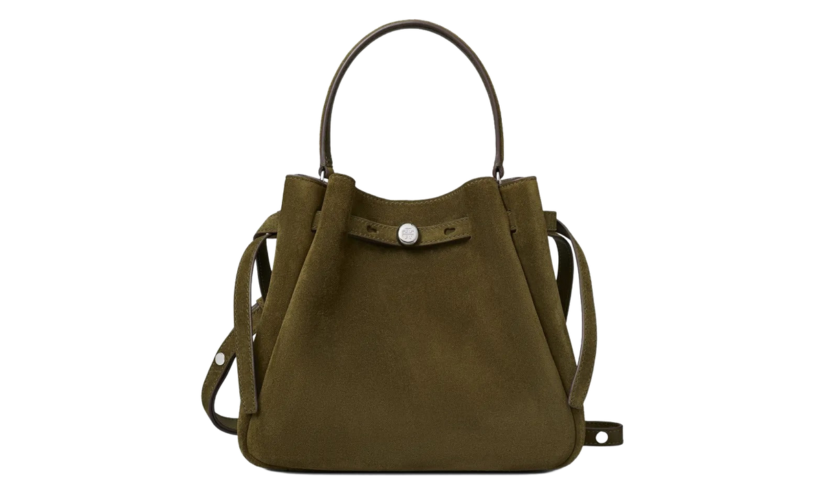Tory Burch Romy Suede Bucket Bag "Leccio" 174221 325