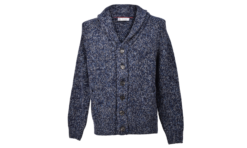 BRUNELLO CUCINELLI Cashmere Blend Knit Cardigan "Blue" BRUN572