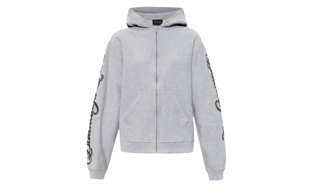 Balenciaga Standard Zip Hoodie WMNS "Light Heather Grey / Black" 851236 TTVM8 2569
