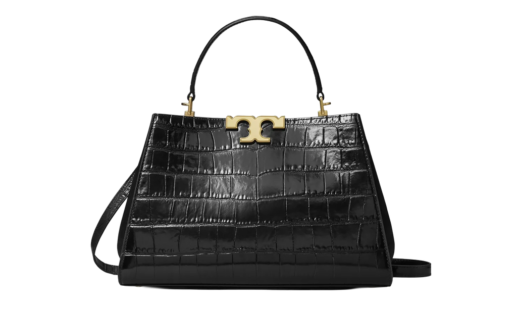 Tory Burch Eleanor Croc Embossed Satchel Bag "Black" 167956 001