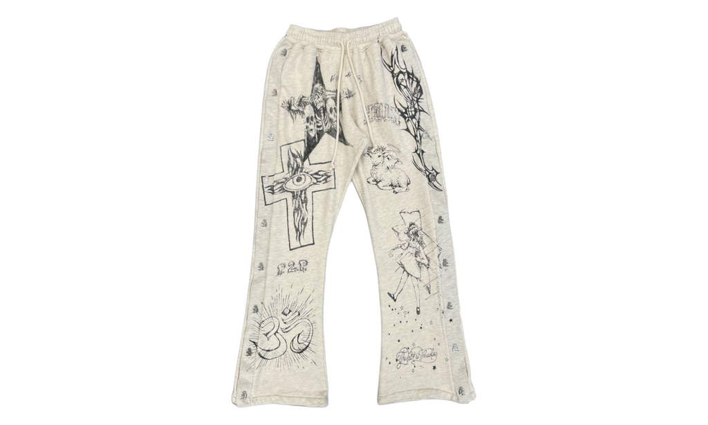 HELLSTAR Graffiti Mirror Face Sweatpants "Grey" HSR382