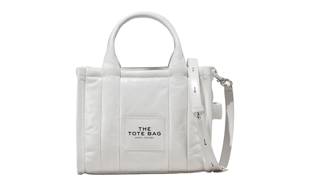 Marc Jacobs Shiny Crinkle Leather Small Tote Bag "WHITE" H065L01PF22-100