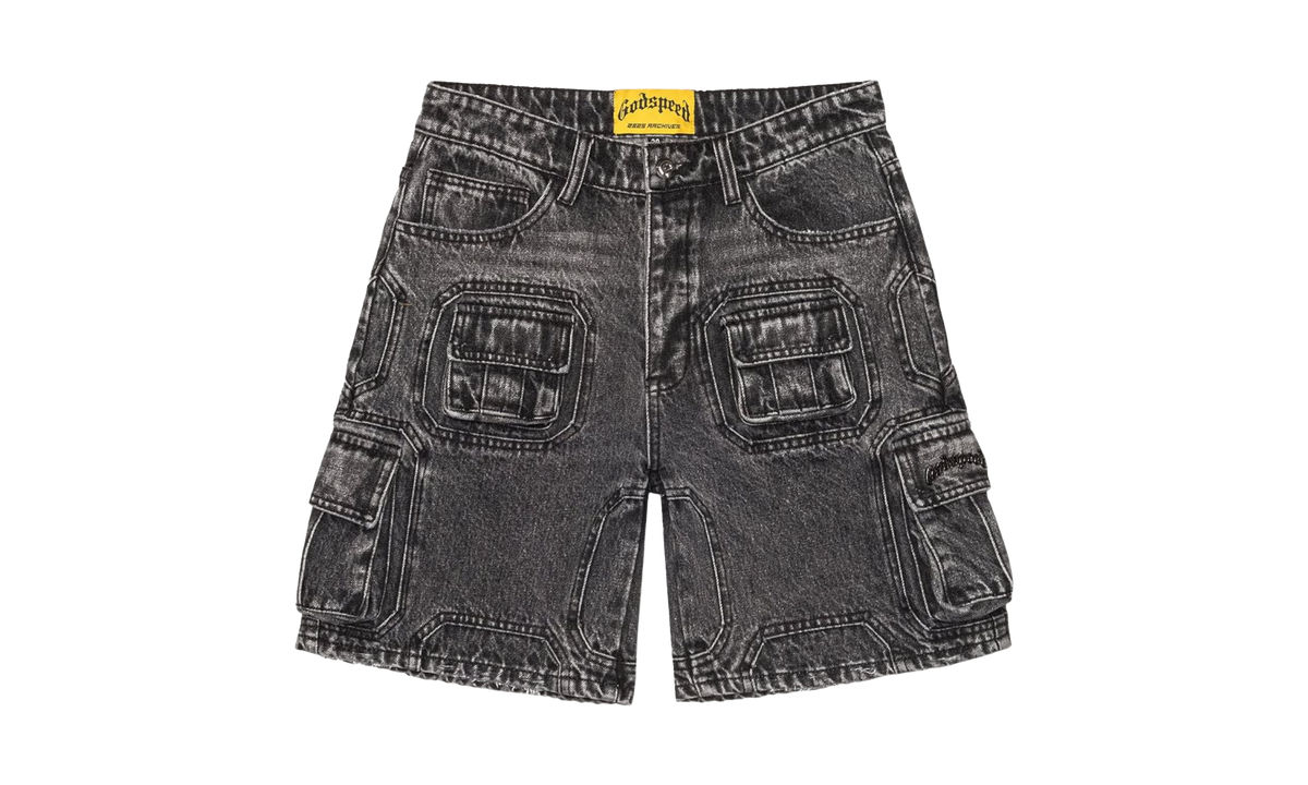 Godspeed New York Octagon Cargo Denim Shorts "Grey Wash" OMEGZE26