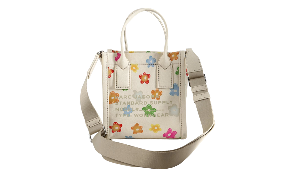 Marc Jacobs Small Tote Wild Daisy Canvas Standard Supply Bag "White" 4P6HTT025H02 101