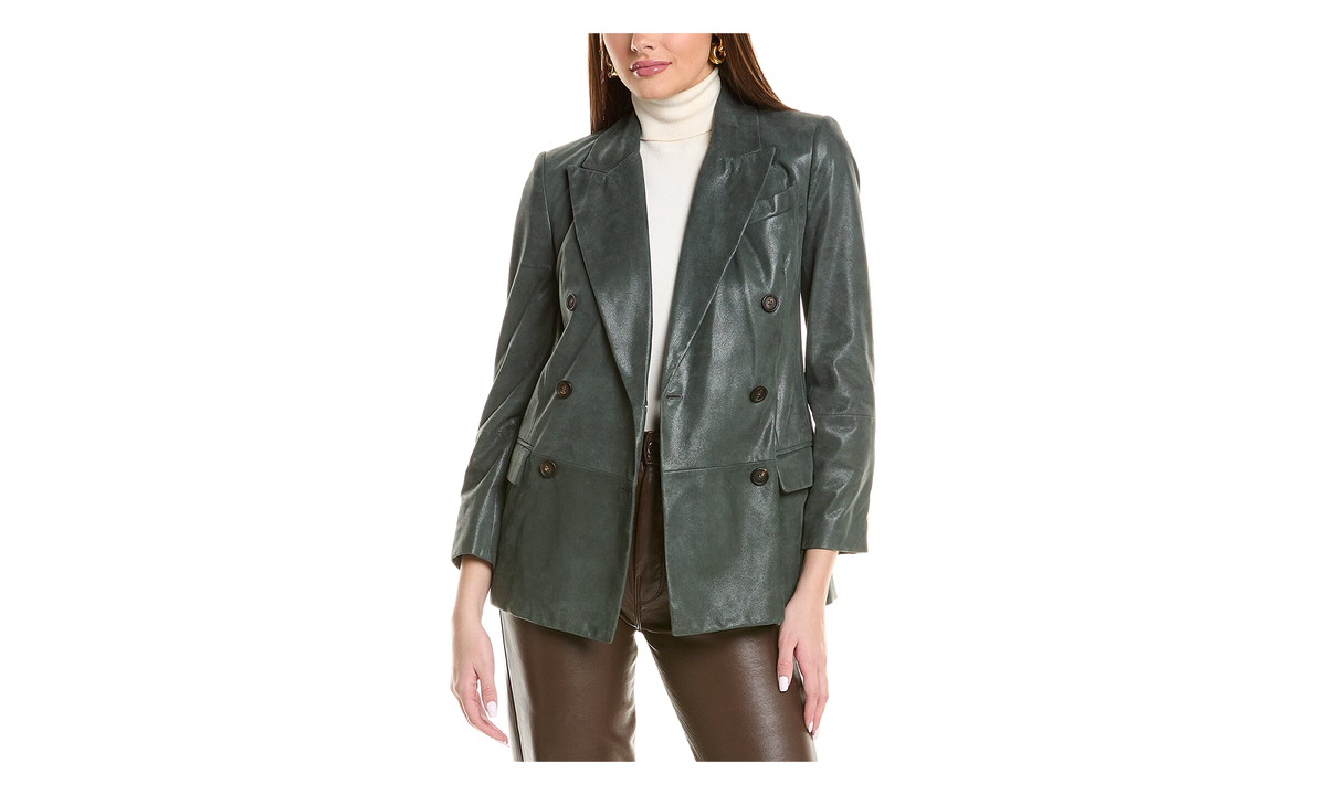 Brunello Cucinelli LEATHER DOUBLE-BREASTED BLAZER "BOSCO" MPCST2278_C8911