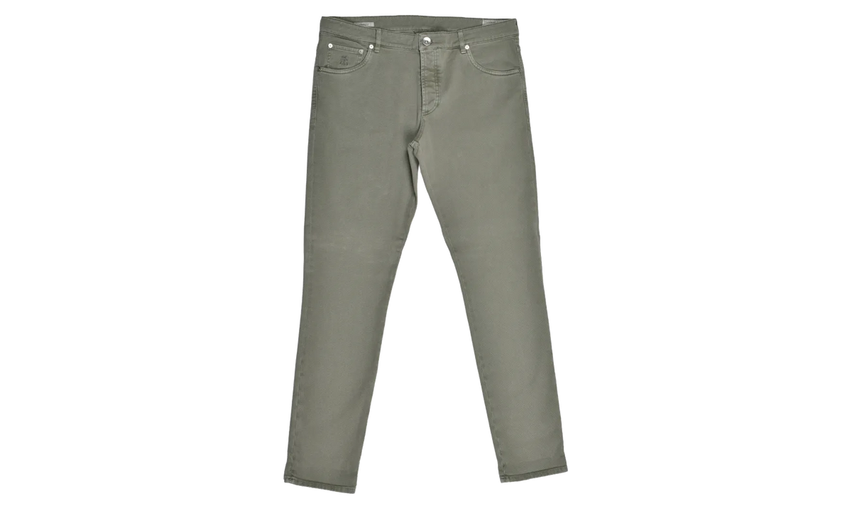 BRUNELLO CUCINELLI Straight Skinny Fit Jeans "Military Green" BRUN139
