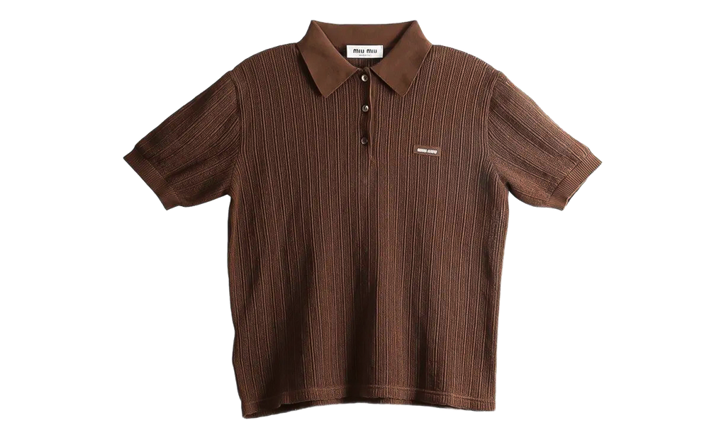 Miu Miu Cotton Knit Polo Shirt WMNS "Cocoa Brown" MML06J 19UR F0324