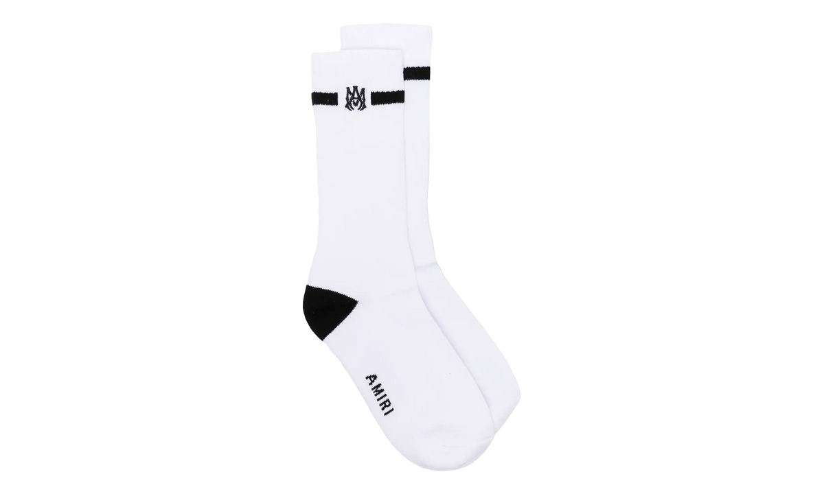Amiri MA Embroidery Patch Socks "White / Black" PS23MHR002 004