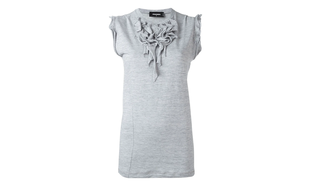Dsquared2 Ruffled Trim Cotton T-Shirt "Grey" S75NC0607-S22146-857M
