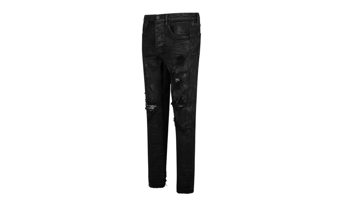 Purple Brand Slim Fit Jeans Low Rise With Slim Leg "Black Oil Spill" P001 BOP