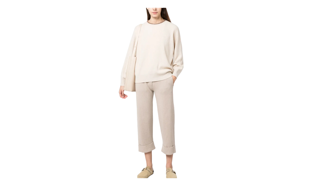 BRUNELLO CUCINELLI Ribbed Knit Trousers WMNS "Beige" BRUN581