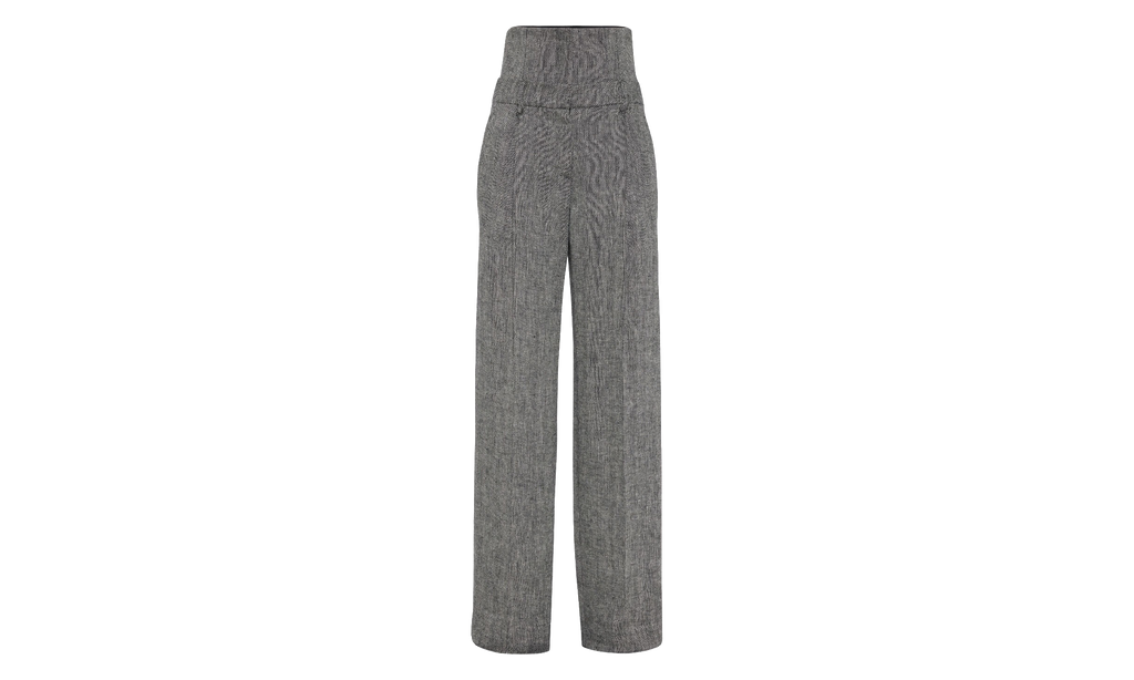 Brunello Cucinelli White Linen Wide Leg Trousers WMNS "Bianco / Nero" BRUN1295