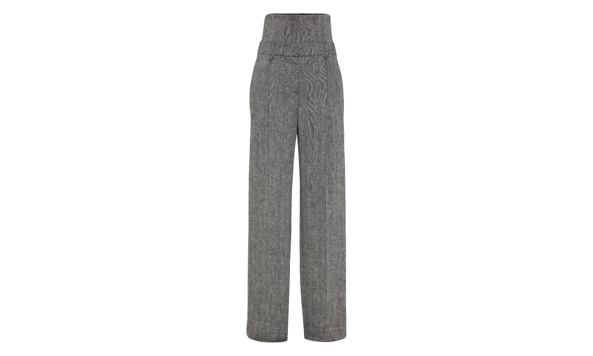 Brunello Cucinelli White Linen Wide Leg Trousers WMNS "Bianco / Nero" BRUN1295