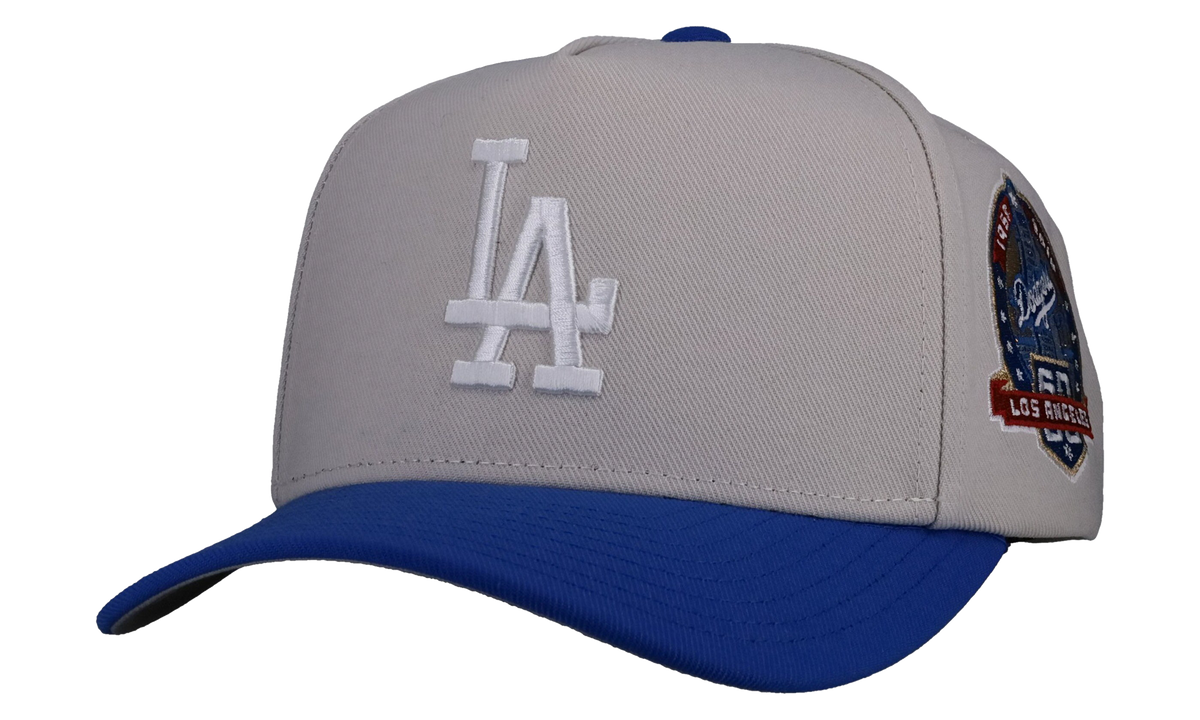 MITCHELL & NESS Los Angeles Dodgers 60 Years A Frame Snapback Hat "Grey / Off White / Royal Metallic" MN011