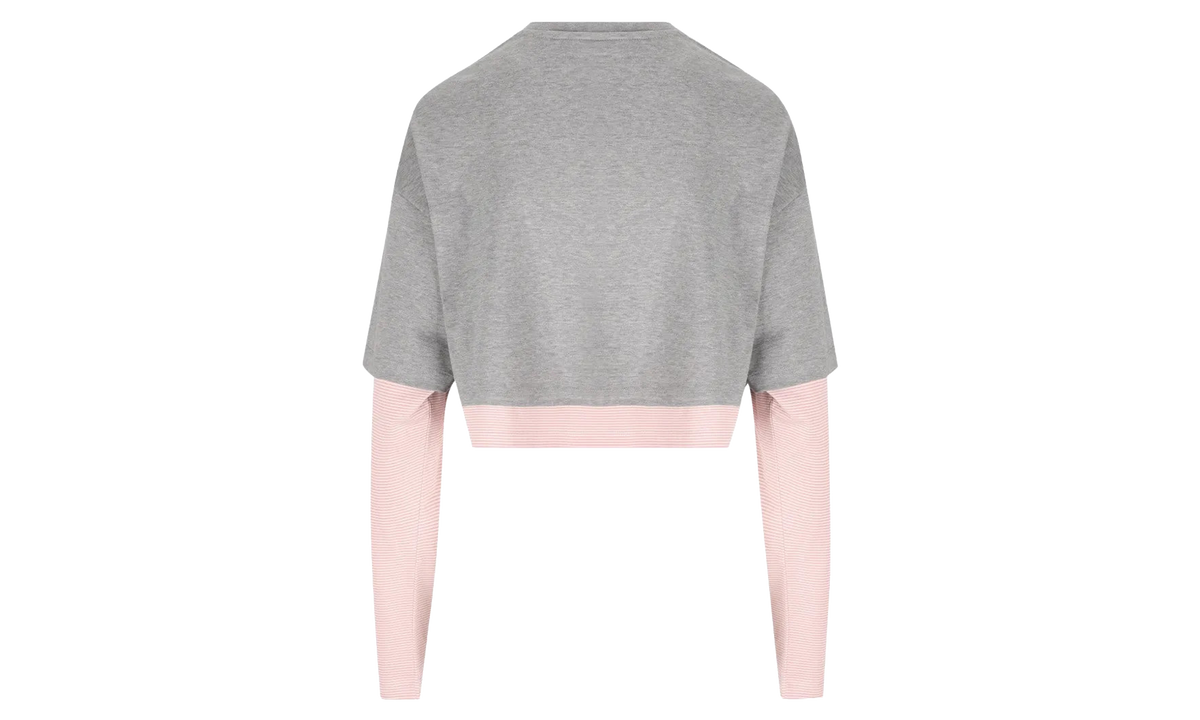 Miu Miu Cropped Layered Jersey T-Shirt WMNS "Grey / Begonia Pink" MJL135 17OR F0L5D