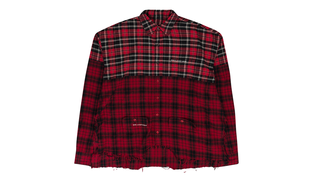 Project G/R UPSIDE-DOWN CHECKED BUTTON-DOWN SHIRT "Red" PGR XTPS 0001
