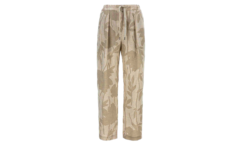 Brunello Cucinelli Linen Relaxed Floral Trousers WMNS "Naturale" BRUN1383
