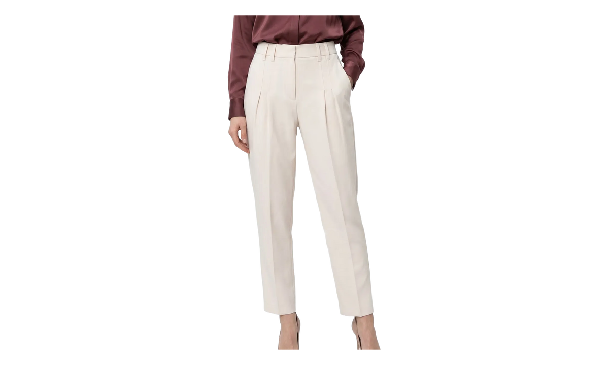 BRUNELLO CUCINELLI Tapered Pants with Pintuck Details WMNS "Beige" BRUN265