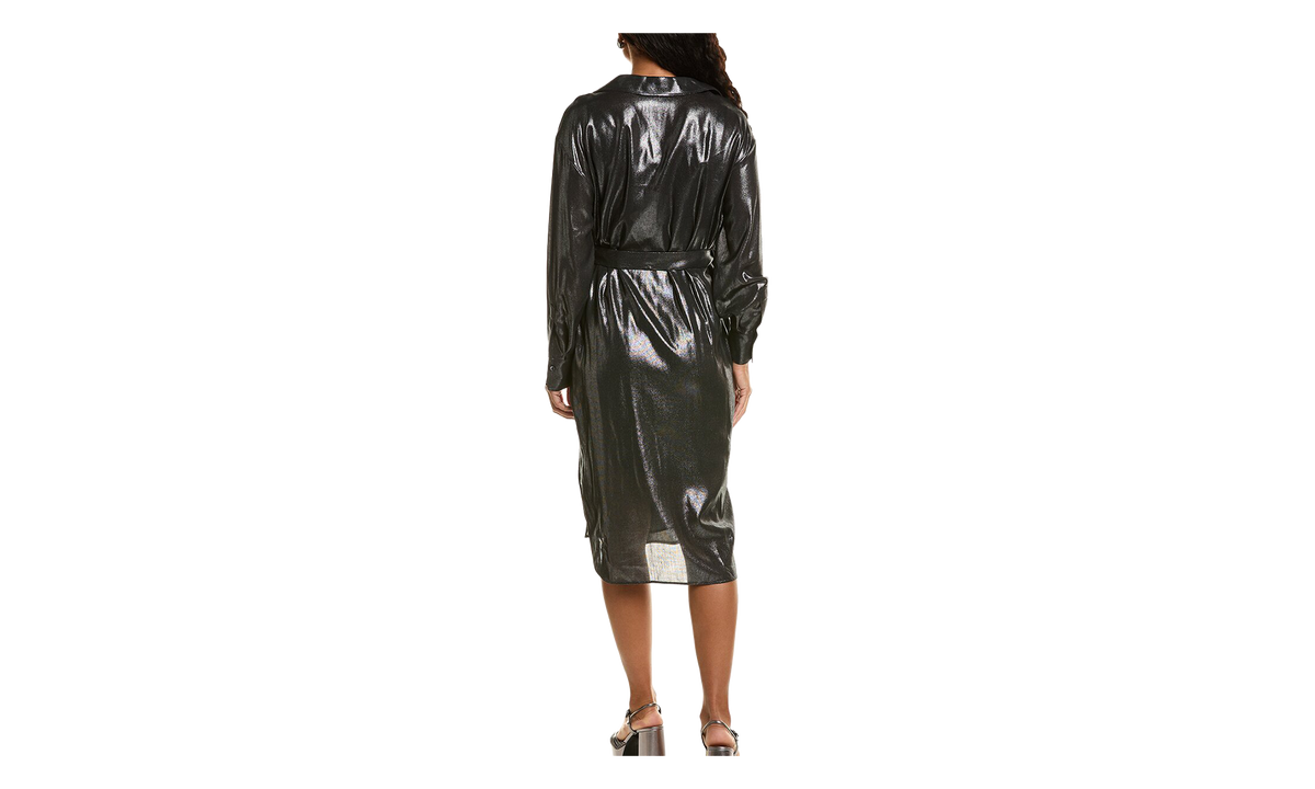 BRUNELLO CUCINELLI Metallic Wrap Midi Dress WMNS "Black Stone" BRUN1547