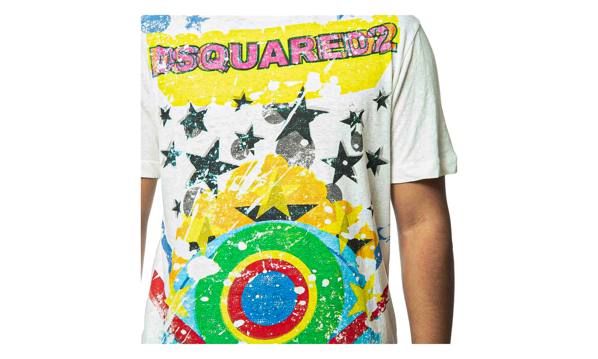 Dsquared2 Splatter Star Print T-Shirt "White" S74GD0207 S22507 100