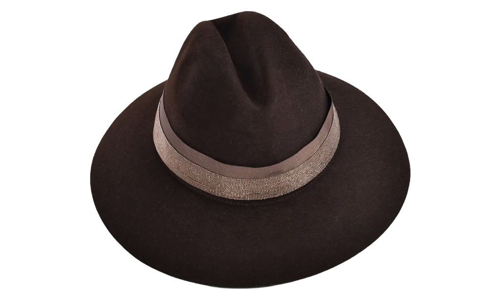 BRUNELLO CUCINELLI Felt Fedora With Beaded Band WMNS "Brown" BRUN254