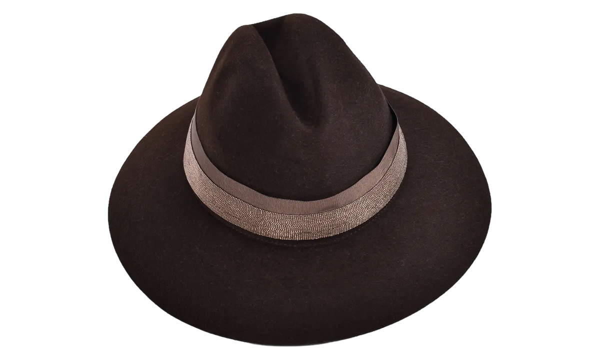 BRUNELLO CUCINELLI Felt Fedora With Beaded Band WMNS "Brown" BRUN254