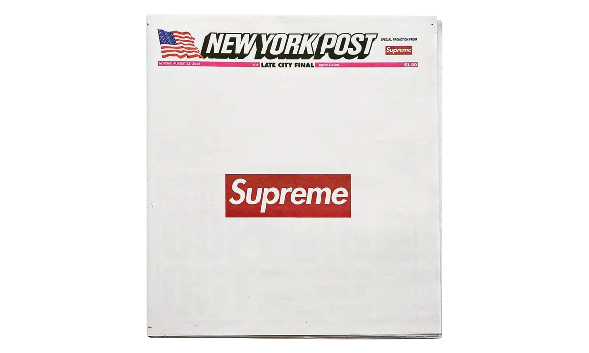 SUPREME New York Post (Late City Final Edition) Newspaper "White / Red" SU28428
