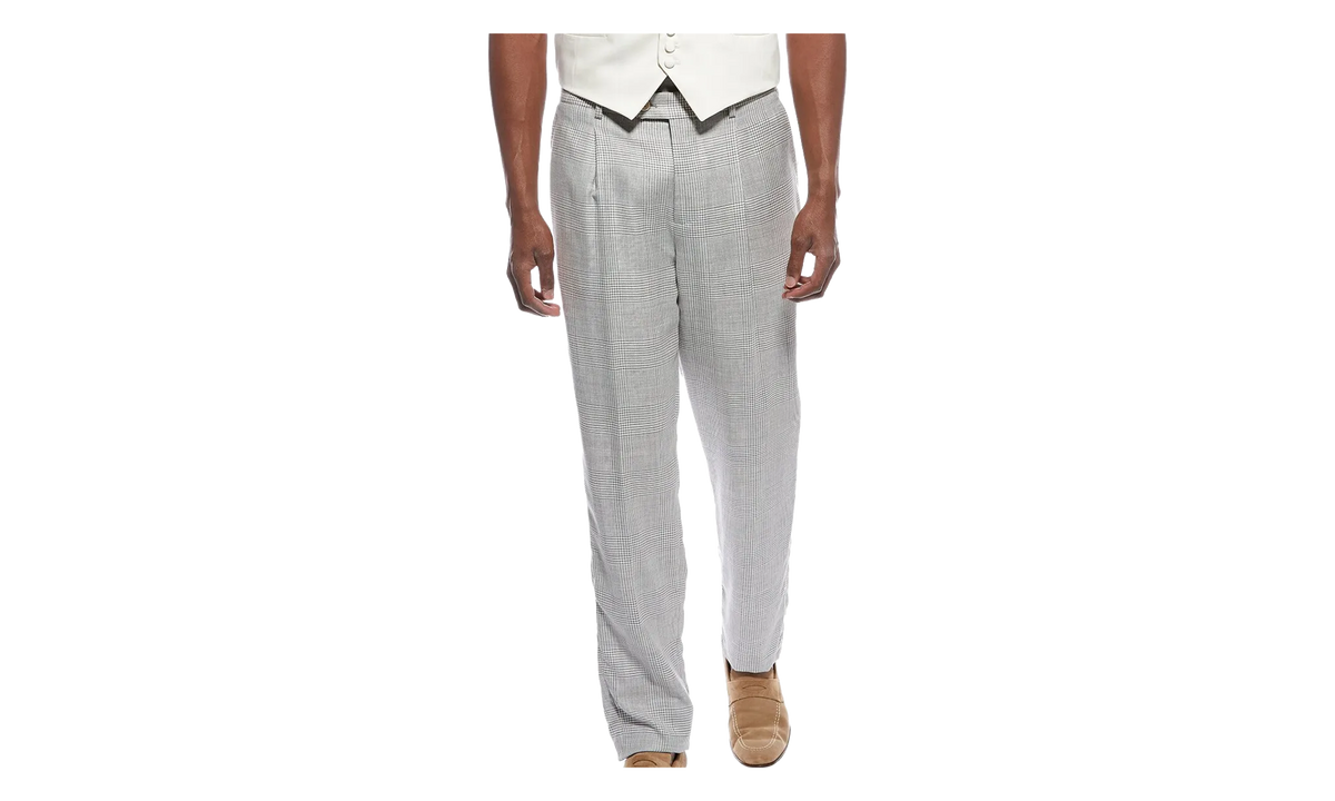 BRUNELLO CUCINELLI Wool & Silk-Blend Pleated Trousers "Grey" BRUN246