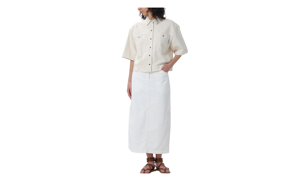 Brunello Cucinelli Boxy Cotton Linen Shirt WMNS "Gesso" BRUN1392