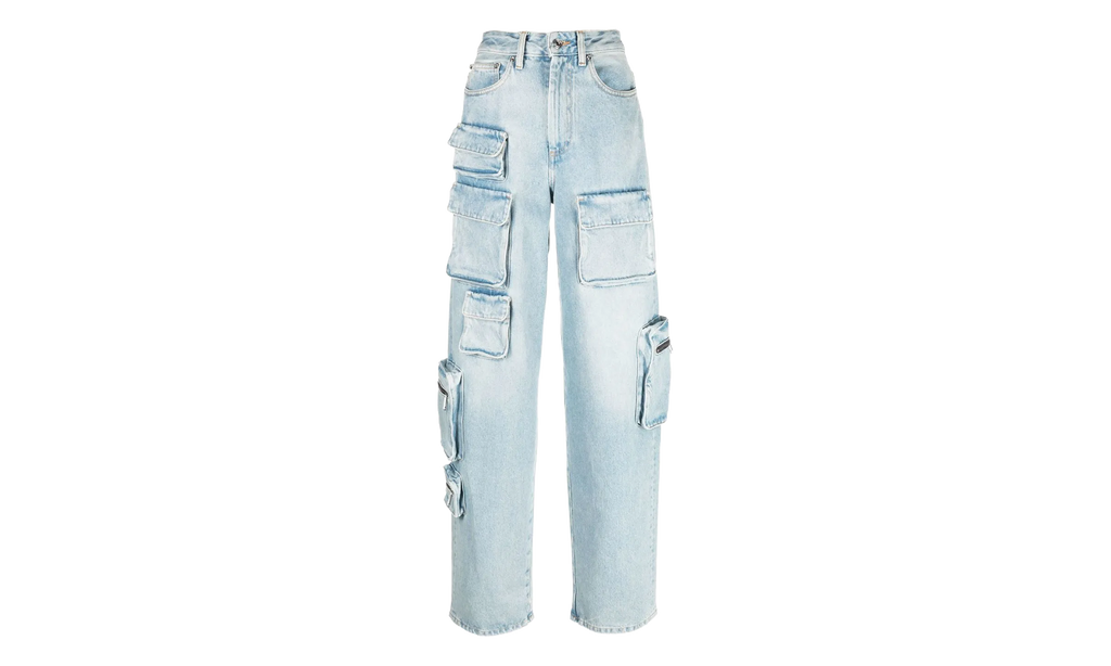 Off-White Bleach Multi-Pocket Cargo Jeans WMNS "Light Blue" OWYB012F22DEN0014000