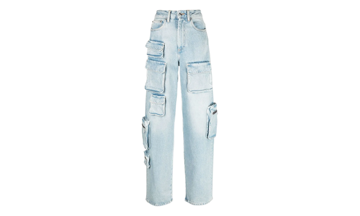 Off-White Bleach Multi-Pocket Cargo Jeans WMNS "Light Blue" OWYB012F22DEN0014000
