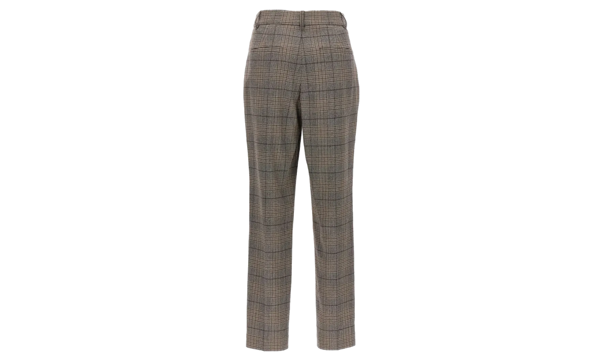 BRUNELLO CUCINELLI Plaid Wide Leg Trousers WMNS "Beige" BRUN338