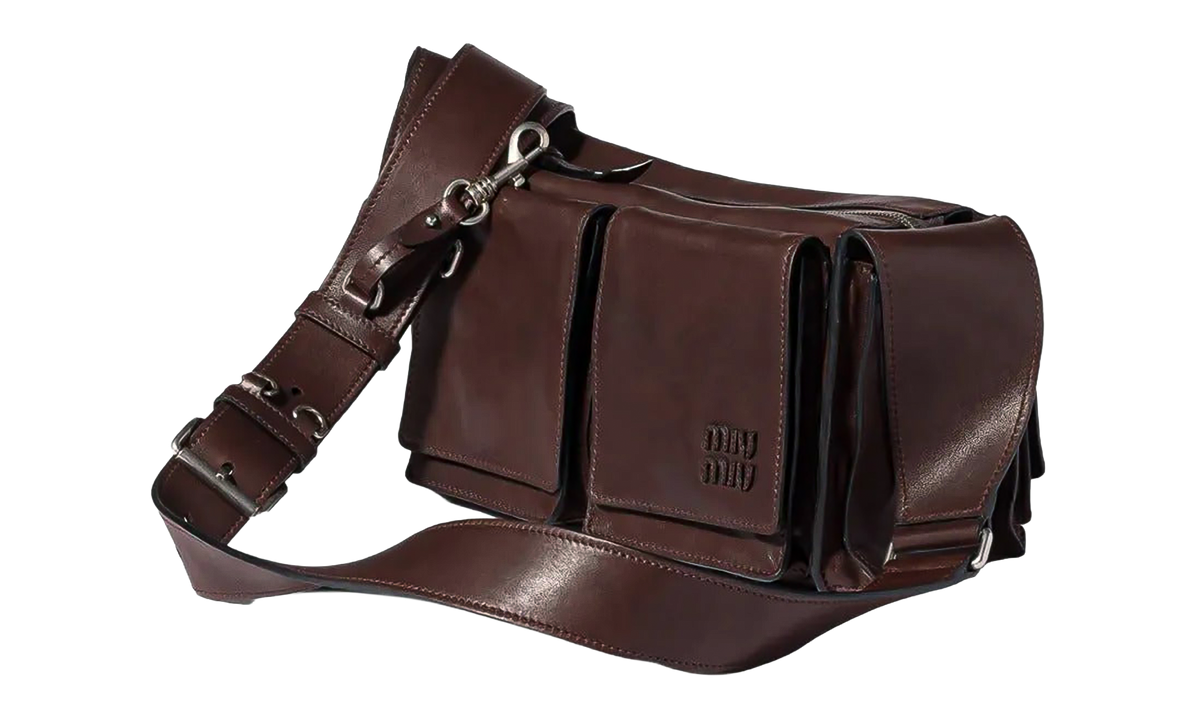 Miu Miu Utilitaire Nappa Leather Shoulder Bag "Sienna" 5BC205 2G7Q F0038