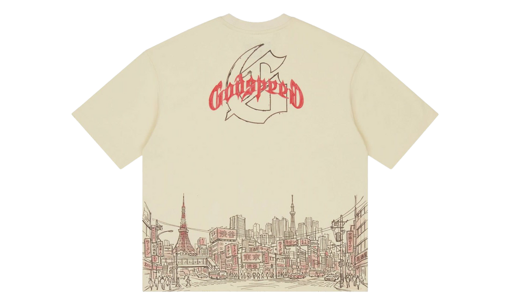 Godspeed New York Tokyo Skyline T-Shirt "Bone" GS486